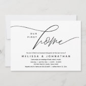 Ons eerste huis, gezellig mooi housewarming party kaart (Voorkant)