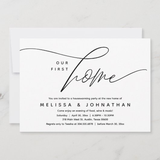 Ons eerste huis, gezellig mooi housewarming party kaart (Voorkant)