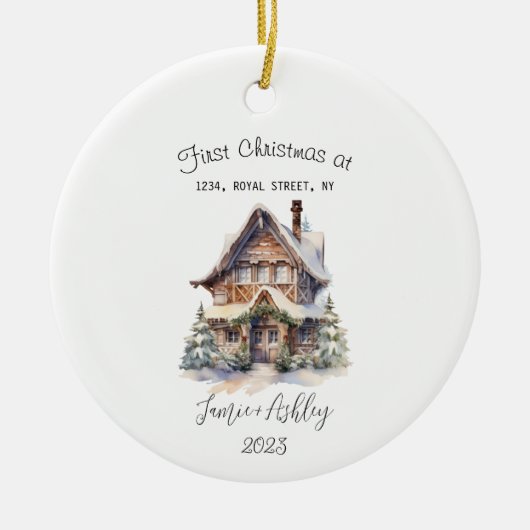 Ons Eerste Huis Kerst Ornament 2023 Personaliseren (Voorkant)