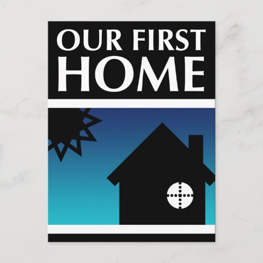 ons eerste huis ( mod sunset ) briefkaart (Voorkant)