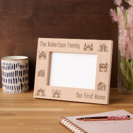 Ons eerste huis Nieuwe Huis Custom Family Name 5x7 Gegraveerde Lijstjes