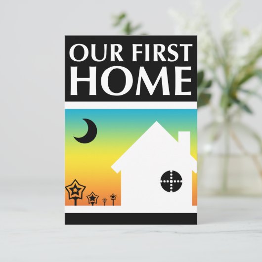 ons eerste huis (regenboogzonsondergang) kaart (Staand voorkant)