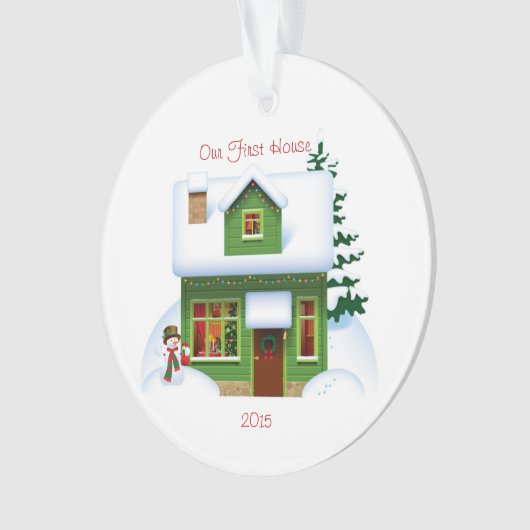 Ons Eerste Huis Snowman Persoonlijk Versiering Ornament (voorkant)