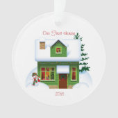 Ons Eerste Huis Snowman Persoonlijk Versiering Ornament (voorkant)