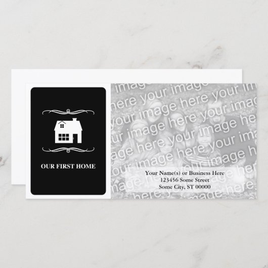 ons eerste huis ( zwart - wit mod ) aankondiging (Voorkant / Achterkant)