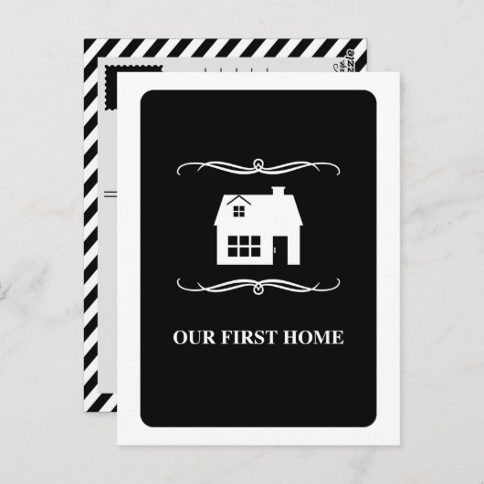 ons eerste huis ( zwart - wit mod ) briefkaart (Voorkant / Achterkant)