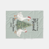 Ons Eerste Jaar Getrouwde Gans Kerstmis op Maat Fleece Deken (Voorkant (Horizontaal))