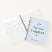 Ons eerste jaar samen met het Valentijnse cadeaubl Notitieboek (Binnen)