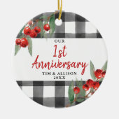 Ons eerste Jubileum persoonlijke buffel Keramisch Ornament (Voorkant)