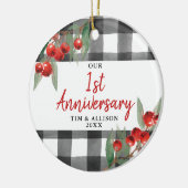 Ons eerste Jubileum persoonlijke buffel Keramisch Ornament (Links)