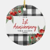 Ons eerste Jubileum persoonlijke buffel Keramisch Ornament (Achterkant)