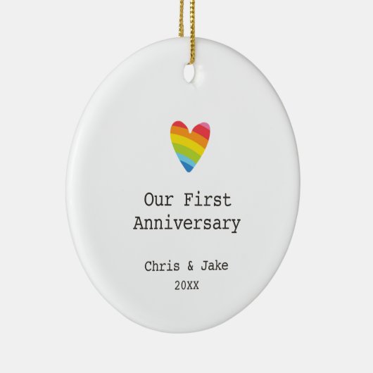 Ons eerste Jubileum persoonlijke homofoon Keramisch Ornament (Rechts)