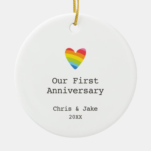 Ons eerste Jubileum persoonlijke homofoon Keramisch Ornament (Voorkant)