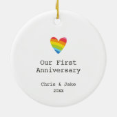 Ons eerste Jubileum persoonlijke homofoon Keramisch Ornament (Achterkant)