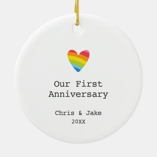 Ons eerste Jubileum persoonlijke homofoon Keramisch Ornament (Achterkant)