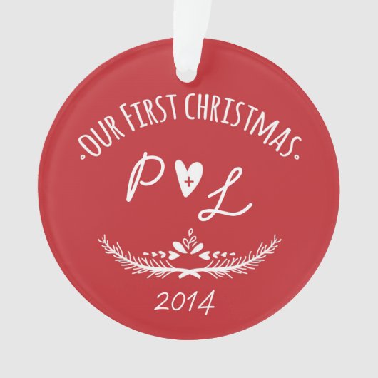 Ons eerste kerst Initiaal Ornament (voorkant)