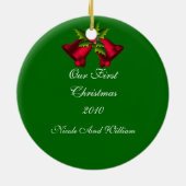 Ons eerste kerst nieuw getrouwd ornament met foto (Achterkant)