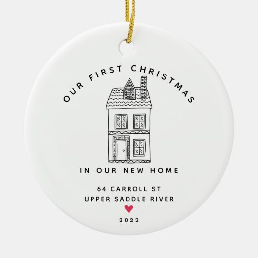 Ons eerste kerst nieuwe startpunt keramisch ornament (Voorkant)