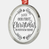 Ons eerste kerst nieuwe startpunt metalen ornament (Links)