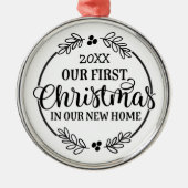 Ons eerste kerst nieuwe startpunt metalen ornament (Voorkant)