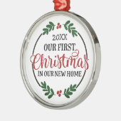 Ons eerste kerst nieuwe startpunt metalen ornament (Links)