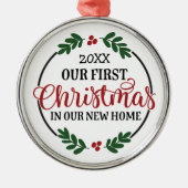 Ons eerste kerst nieuwe startpunt metalen ornament (Voorkant)