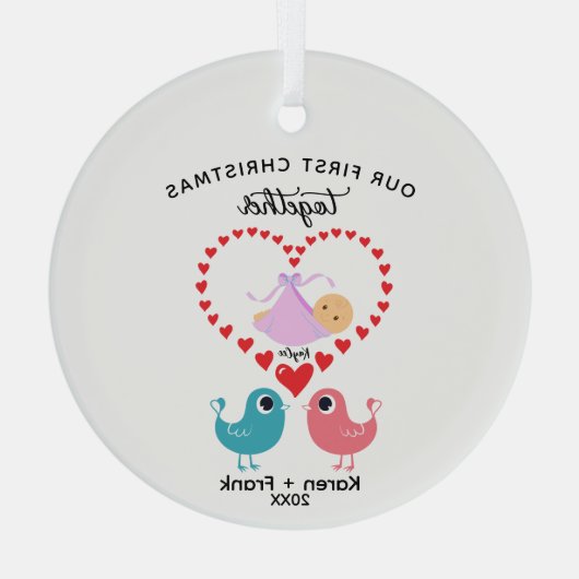 Ons eerste kerst Ornament - Custom Glass (Achterkant)