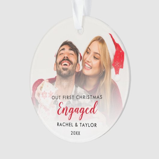 Ons eerste kerst verloofde paar Ornament (voorkant)
