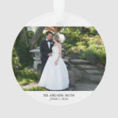 Ons eerste kerstbruiloft Foto Elegant Script Ornament (achterkant)