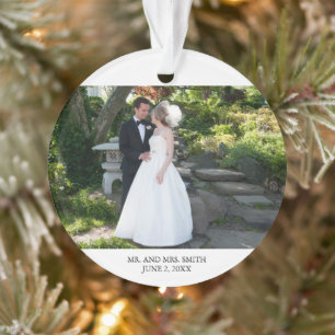 Ons eerste kerstbruiloft Foto Elegant Script Ornament