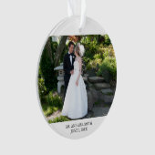 Ons eerste kerstbruiloft Foto Elegant Script Ornament (voorkant)