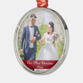 Ons eerste kerstbruiloft Premium-Ornament Metalen Ornament (Links)