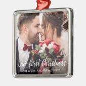 Ons eerste kerstbruiloft-witboek met foto's metalen ornament (Links)