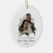 Ons eerste kerstcadeaufoto Ornament voor huwelijks (Rechts)