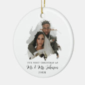 Ons eerste kerstcadeaufoto Ornament voor huwelijks (Links)