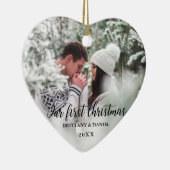 Ons eerste kerstcadeaufotohart keramisch ornament (Rechts)