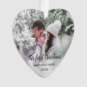 Ons eerste kerstcadeaufotohart ornament (voorkant)