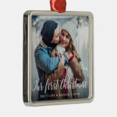 Ons eerste kerstcadeaufotoscript metalen ornament (Rechts)