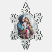 Ons eerste kerstcadeaufotoscript tin sneeuwvlok ornament (Rechts)