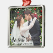 Ons eerste kerstcadeauplein voor kerstbruiloft metalen ornament (Links)