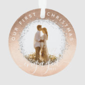 Ons eerste kerstcadeauscript Gold Two-foto Ornament (achterkant)