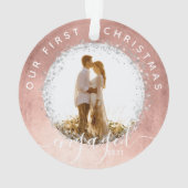 Ons eerste kerstcadeauscript Roos Gold Photo Ornament (achterkant)