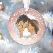 Ons eerste kerstcadeauscript Roos Gold Photo Ornament