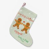 Ons eerste kerstcadeautje - Cute Gingerbrood Men Kleine Kerstsok (Voorkant (Hangend))