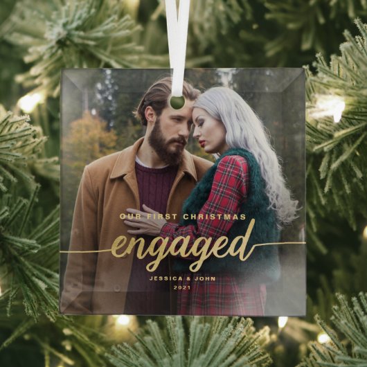 Ons eerste kerstcadeautje Glass Photo Ornament (Insitu)