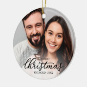 Ons eerste kerstcadeautje met Elegant Black Script Keramisch Ornament (Links)