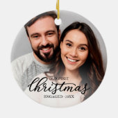 Ons eerste kerstcadeautje met Elegant Black Script Keramisch Ornament (Achterkant)