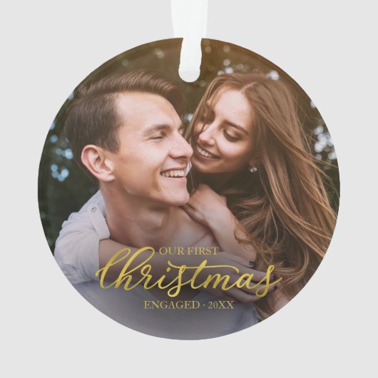 Ons eerste kerstcadeautje met Gold Foil script Ornament (achterkant)