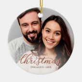 Ons eerste kerstcadeautje met Roos Gold Script Keramisch Ornament (Voorkant)