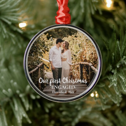 Ons eerste kerstcadeautje met script: foto van me metalen ornament (Boom)